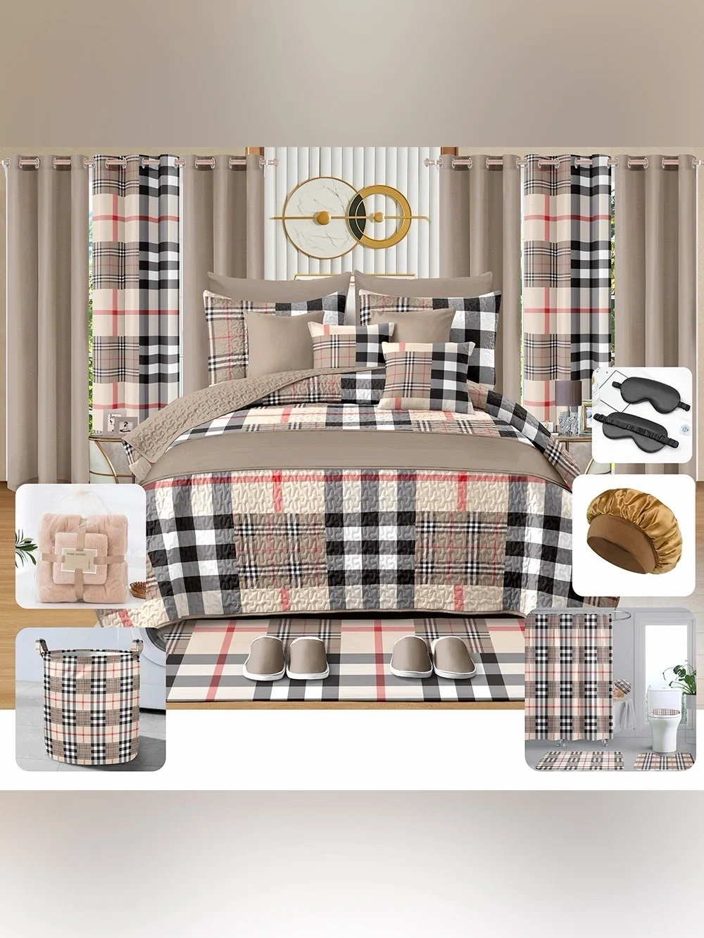 Bedspread Sunflower Yellow and Gray Floral Bedding Set 30 pieces